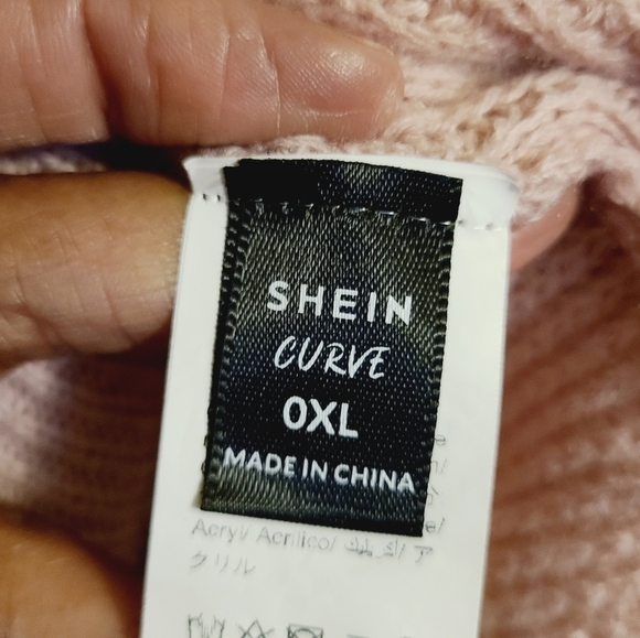 Shein Curve | Women's Baby Pink Wrap Cross Back Drop Shoulder Sweater (Size 0X) - Picture 6 of 12